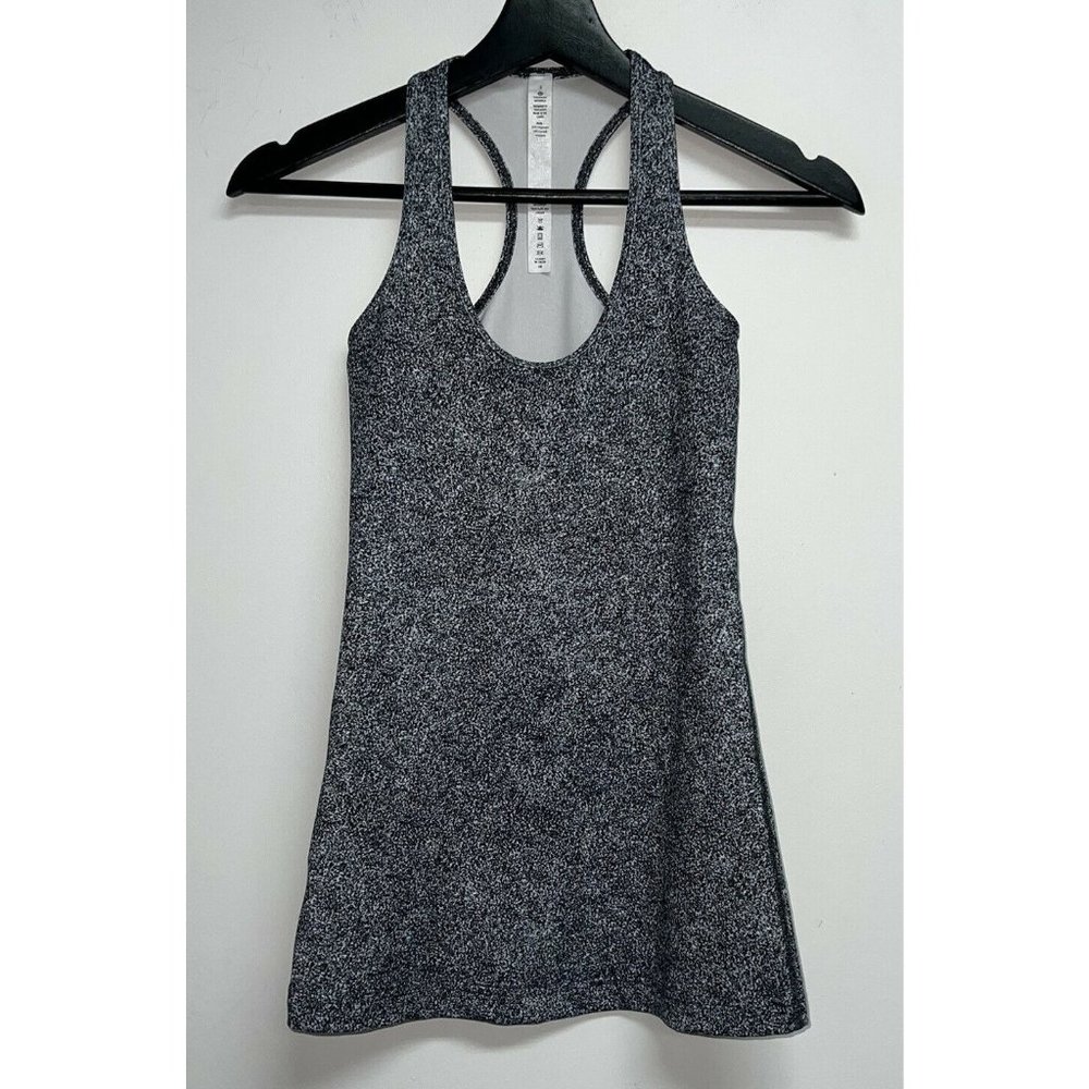 Lululemon Womens Run Swiftly Tech Racerback Tank Top Size 2 Marled Black